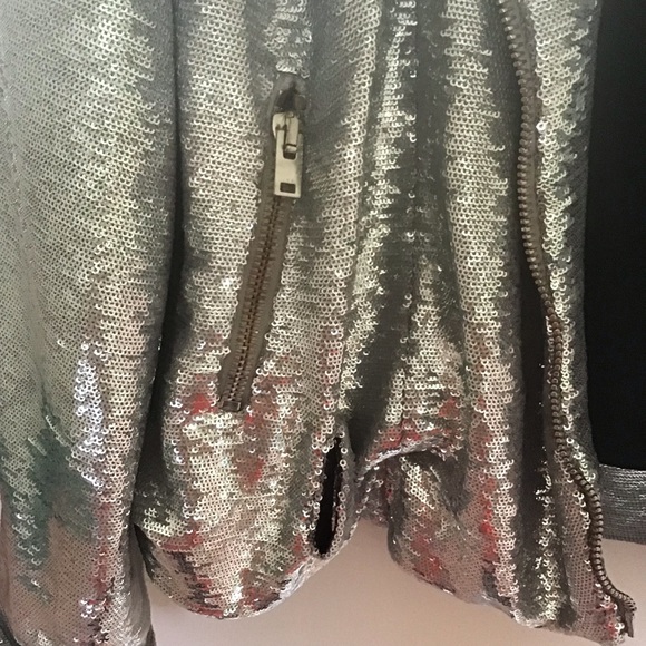 NWT Iro silver sequin Oliv jacket motorcycle style - Picture 4 of 12